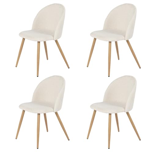 HOMYLIN 4er Set Wohnzimmerstühle Chenille Armlose Lounge Stühle Moderne Polstersitzgruppe Perfekt für Gemütliches Sitzen und Entspannen, Beige von HOMYLIN