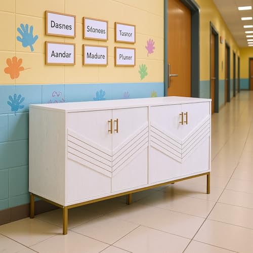 HOMYLIN Chevron-Front Garderobenschrank mit vier Fächern, Studentenaufbewahrung für Mäntel und Taschen, Weiß HOMYLIN Chevron-Front Garderobenschrank mit vier Fächern, Studentenaufbewahrung für Mäntel und Taschen, Weiß von HOMYLIN