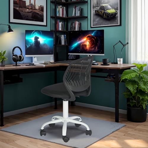 HOMYLIN Computerstuhl, Gaming-Stuhl, modernes ergonomisches Design, bequemes Schaumstoffkissen, einfache Mobilität mit drehbaren Rädern, vielseitig für Spielzimmer, Spielzimmer, Schwarz von HOMYLIN
