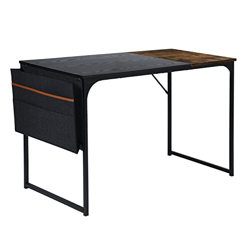 HOMYLIN Computertisch L 100 cm mit platzsparender Aufbewahrungstasche für Heimbüro Metallrahmen Tisch Schwarz, 100 X 48 X 74cm von HOMYLIN