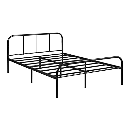 HOMYLIN Doppelbettgestell für Erwachsene, Full Metall, gebogenes Design, elegant, für Matratzen, 140 x 190 cm, Schwarz von HOMYLIN