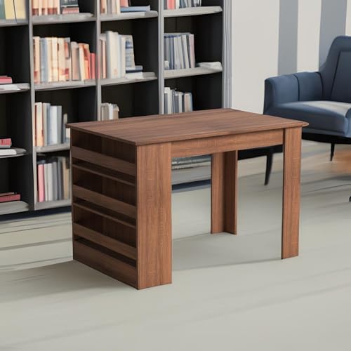 HOMYLIN Effizienter Computer-Arbeitsplatz mit 3-stöckigen Regalen, geeignet für Büro- und Arbeitsbereiche, 110 x 70 x 75 cm, Braun von HOMYLIN
