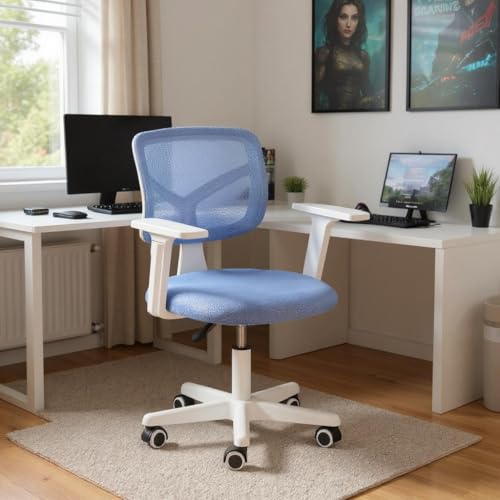 HOMYLIN Ergonomischer Computer-Gaming-Stuhl mit verstellbarer Höhe, Drehstuhl mit glatten Rollen für Spielzimmer, Blau von HOMYLIN