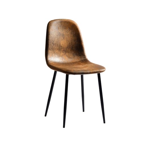 HOMYLIN Esszimmerstühle, bequem, gepolstert, Wildleder, Armlehnenlose Sitzgelegenheit für Zuhause, Küche, Schlafzimmer, Wohnzimmer, Restaurant, Café, Braun, 1 Stück von HOMYLIN