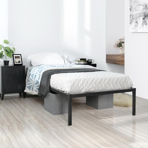 HOMYLIN Massives Metallbettrahmen, modern, minimalistisch, Einzelbettgestell mit robuster Stahllattenstütze für Erwachsene und Kinder, schwarz, geeignet für Matratzen 190 x 90 cm von HOMYLIN