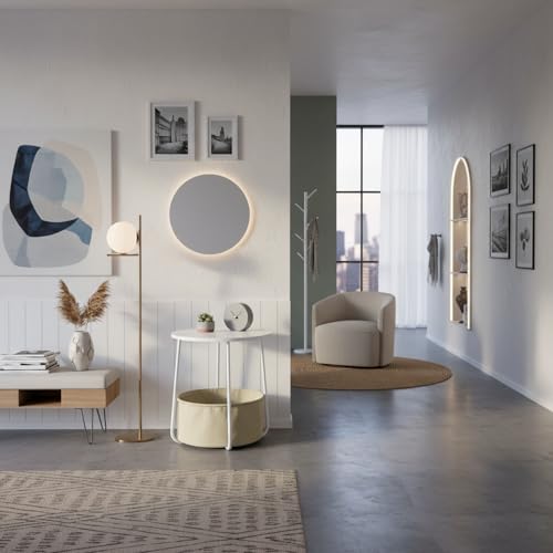 HOMYLIN Moderner Flur Beistelltisch mit Stoffkorb, Weißer Kommoden & Sideboard Organizer, Perfekt für Diele & Eingangsbereich, Weiß von HOMYLIN