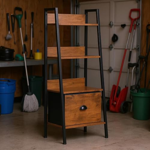HOMYLIN Robuste Garagenregale – stabile 4-stöckige Organisationseinheit (42,5 x 29 x 110 cm), Braun von HOMYLIN