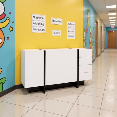 HOMYLIN Schüler-Kleiderschrank mit mehreren Fächern, MDF-Spindschrank für Schulflure, Weiß von HOMYLIN