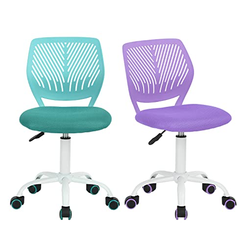 HOMYLIN VD Carnation Purple Aqua 2er Set Schreibtischstuhl Bürostuhl höhenverstellbar Drehstuhl Stoffsitz Ergonomischer Arbeitsstuhl mit Rückenlehne Lila + Türkis, 44×40×86cm HOMYLIN VD Carnation Purple Aqua 2er Set Schreibtischstuhl Bürostuhl höhenverstellbar Drehstuhl Stoffsitz Ergonomischer Arbeitsstuhl mit Rückenlehne Lila + Türkis, 44×40×86cm von HOMYLIN