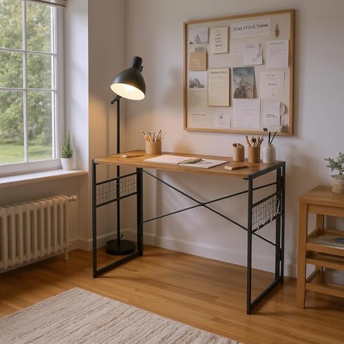 HOMYLIN Vielseitiger Zeichentisch mit S-Haken, zusammenklappbarer Zeichentisch für Heimbüros und kreative Räume, 100 cm, Braun von HOMYLIN