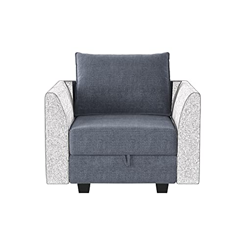 HONBAY Modernes Stoff-Mittelmodul für modulares Sofa, anpassbares Sektionalsofa, Couch, Akzent, armloser Stuhl, bläuliches Grau von HONBAY