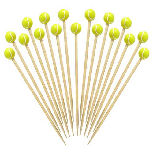 Honbay 100 Stück dekorative Sport-Ball-Cocktailspieße für Tennis, Bambus, Obst, Zahnstocher, Holz, Cocktailspieße für Essen, Sport, Party von Honbay