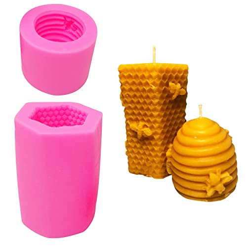 Honbay 3D-Silikonform für Bienenwachs, Kerzen, Bienenstock, für selbstgemachte Bienenwachs, Kerzen, Seife, Handlotion, 2 Stück von HONBAY