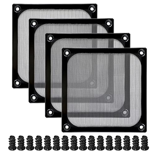 Honbay 4 x 120 mm Computer-Lüfter-Filtergrills mit Schrauben, ultrafeines Edelstahlgeflecht, Rahmen aus Aluminiumlegierung von HONBAY