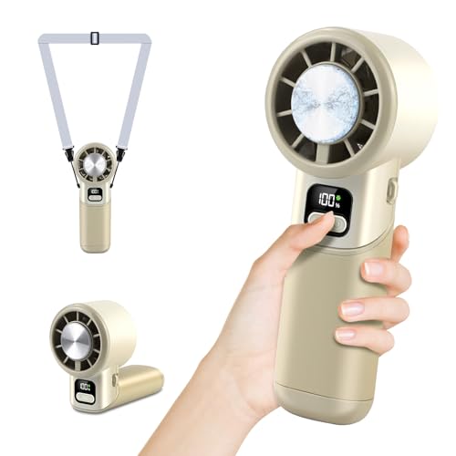 HONEYYEAR Tragbarer Mini-Handventilator mit Eisbeutelfunktion, 180° drehbar, per USB wiederaufladbarer Handventilator mit 5 Geschwindigkeiten für Reisen, Camping, Zuhause, Büro von HONEYYEAR