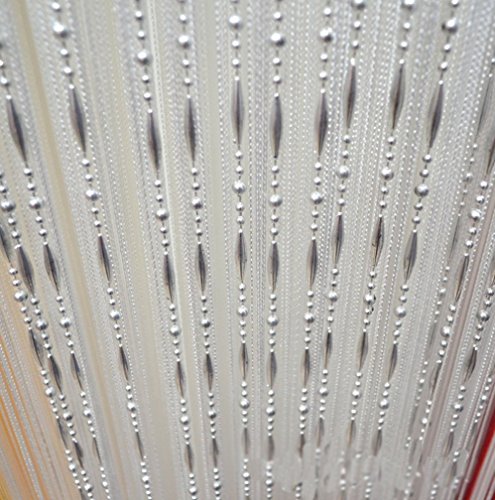 HONG Quaste Perlen Vorhang Kristall Perlen Design mit Gewinde String Tür Vorhang Fenster für Raumteiler Trennwand (100 cm x 200 cm 2 Stück),Weiß von HONG