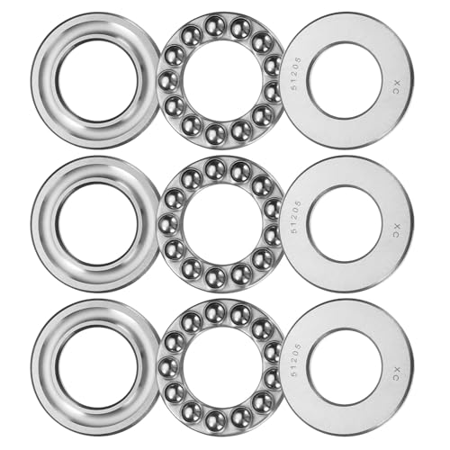 3er Set 51202 Axial-Rillenkugellager 15 x 32 x 12 mm, Plan-Axial-Kugellager, einreihige Rolle, Chromstahl (ABEC3) von HONGBA