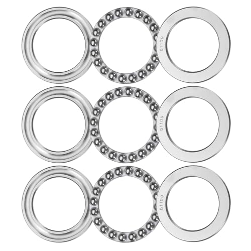 3er Set 51202 Axial-Rillenkugellager 15 x 32 x 12 mm, Plan-Axial-Kugellager, einreihige Rolle, Chromstahl (ABEC3) von HONGBA