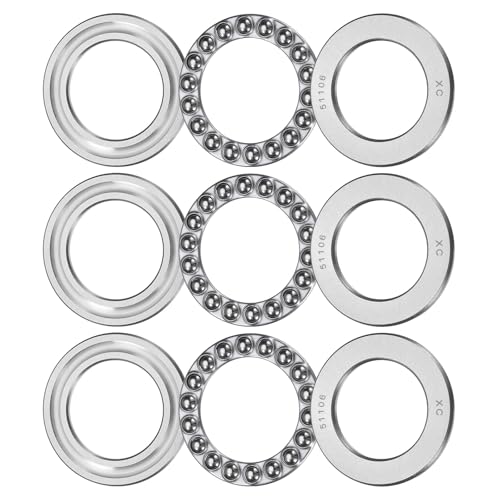 3er Set 51202 Axial-Rillenkugellager 15 x 32 x 12 mm, Plan-Axial-Kugellager, einreihige Rolle, Chromstahl (ABEC3) von HONGBA