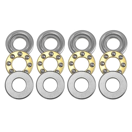 4 Stück F8-22M Miniatur-Axial-Kugellager, 8 mm Bohrung, 22 mm Außendurchmesser, 7 mm dick, Chromstahl mit Unterlegscheiben for Fördersysteme, Werkzeugmaschinen von HONGBA