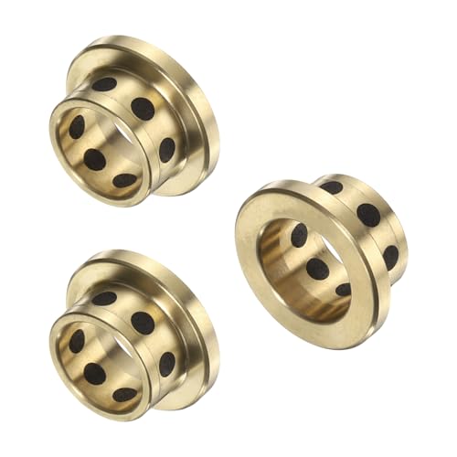 4 Stück Flanschgleitlager, 12 mm Bohrung x 15 mm Außendurchmesser x 15 mm Höhe, umwickelte ölfreie Flanschbuchsen aus Messinggraphit, ölfreie Schmierbuchse aus Messingguss von HONGBA