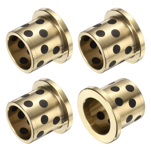 4 Stück Flanschgleitlager, 12 mm Bohrung x 15 mm Außendurchmesser x 15 mm Höhe, umwickelte ölfreie Flanschbuchsen aus Messinggraphit, ölfreie Schmierbuchse aus Messingguss von HONGBA