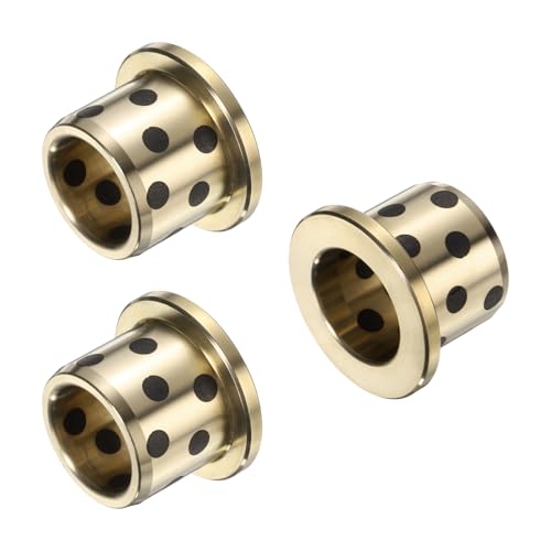 4 Stück Flanschgleitlager, 12 mm Bohrung x 15 mm Außendurchmesser x 15 mm Höhe, umwickelte ölfreie Flanschbuchsen aus Messinggraphit, ölfreie Schmierbuchse aus Messingguss von HONGBA