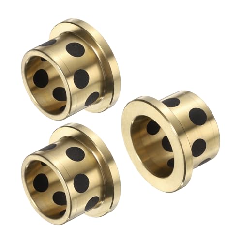 4 Stück Flanschgleitlager, 12 mm Bohrung x 15 mm Außendurchmesser x 15 mm Höhe, umwickelte ölfreie Flanschbuchsen aus Messinggraphit, ölfreie Schmierbuchse aus Messingguss von HONGBA