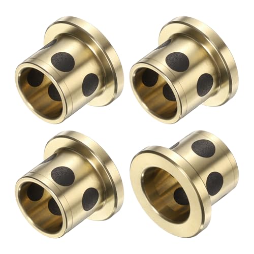 4 Stück Flanschgleitlager, 12 mm Bohrung x 15 mm Außendurchmesser x 15 mm Höhe, umwickelte ölfreie Flanschbuchsen aus Messinggraphit, ölfreie Schmierbuchse aus Messingguss von HONGBA