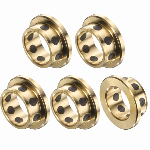 4 Stück Flanschgleitlager, 12 mm Bohrung x 15 mm Außendurchmesser x 15 mm Höhe, umwickelte ölfreie Flanschbuchsen aus Messinggraphit, ölfreie Schmierbuchse aus Messingguss von HONGBA