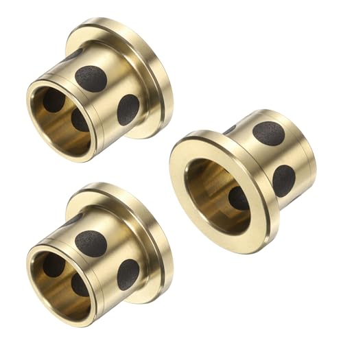 4 Stück Flanschgleitlager, 12 mm Bohrung x 15 mm Außendurchmesser x 15 mm Höhe, umwickelte ölfreie Flanschbuchsen aus Messinggraphit, ölfreie Schmierbuchse aus Messingguss von HONGBA