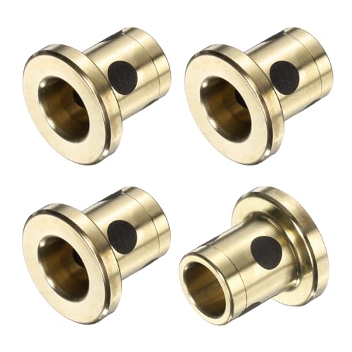 4 Stück Flanschgleitlager, 12 mm Bohrung x 15 mm Außendurchmesser x 15 mm Höhe, umwickelte ölfreie Flanschbuchsen aus Messinggraphit, ölfreie Schmierbuchse aus Messingguss von HONGBA