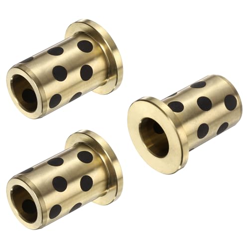4 Stück Flanschgleitlager, 12 mm Bohrung x 15 mm Außendurchmesser x 15 mm Höhe, umwickelte ölfreie Flanschbuchsen aus Messinggraphit, ölfreie Schmierbuchse aus Messingguss von HONGBA
