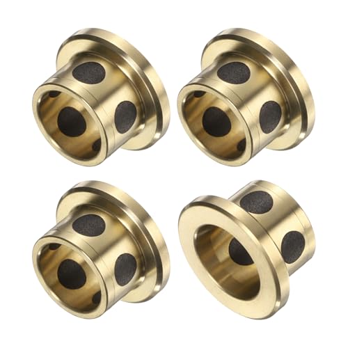 4 Stück Flanschgleitlager, 12 mm Bohrung x 15 mm Außendurchmesser x 15 mm Höhe, umwickelte ölfreie Flanschbuchsen aus Messinggraphit, ölfreie Schmierbuchse aus Messingguss von HONGBA
