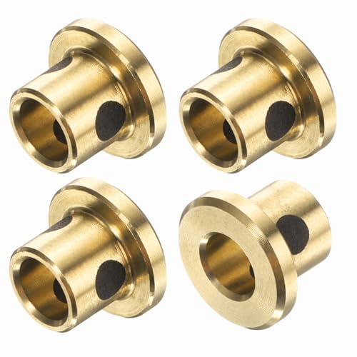 4 Stück Flanschgleitlager, 12 mm Bohrung x 15 mm Außendurchmesser x 15 mm Höhe, umwickelte ölfreie Flanschbuchsen aus Messinggraphit, ölfreie Schmierbuchse aus Messingguss von HONGBA