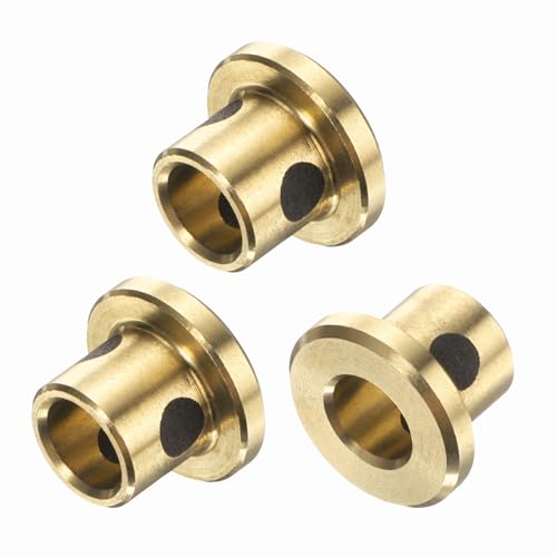 4 Stück Flanschgleitlager, 12 mm Bohrung x 15 mm Außendurchmesser x 15 mm Höhe, umwickelte ölfreie Flanschbuchsen aus Messinggraphit, ölfreie Schmierbuchse aus Messingguss von HONGBA