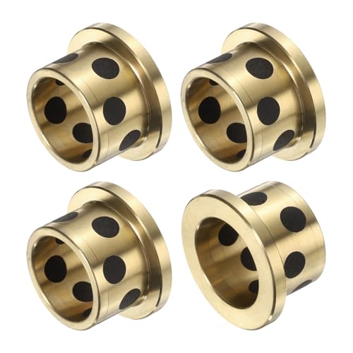 4 Stück Flanschgleitlager, 12 mm Bohrung x 15 mm Außendurchmesser x 15 mm Höhe, umwickelte ölfreie Flanschbuchsen aus Messinggraphit, ölfreie Schmierbuchse aus Messingguss von HONGBA