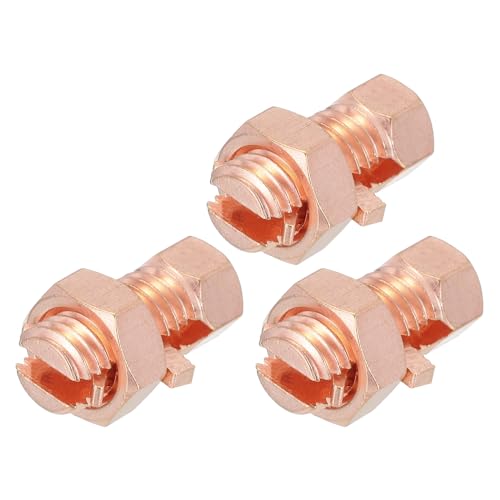 Geteilter Bolzenverbinder, Messing-Kupfer, 25 mm Erdungsklemmen mit passender 14 mm Sechskantmutter for Herstellen der Erdung an blanken Drähten, 3er-Pack Geteilter Bolzenverbinder, Messing-Kupfer, 25 mm Erdungsklemmen mit passender 14 mm Sechskantmutter for Herstellen der Erdung an blanken Drähten, 3er-Pack von HONGBA