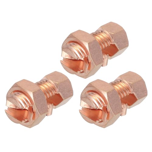 Geteilter Bolzenverbinder, Messing-Kupfer, 25 mm Erdungsklemmen mit passender 14 mm Sechskantmutter for Herstellen der Erdung an blanken Drähten, 3er-Pack Geteilter Bolzenverbinder, Messing-Kupfer, 25 mm Erdungsklemmen mit passender 14 mm Sechskantmutter for Herstellen der Erdung an blanken Drähten, 3er-Pack von HONGBA