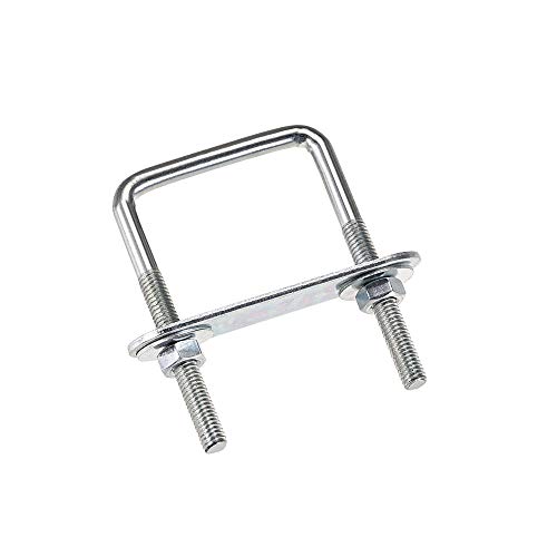 Quadratische U-Bolzen 3/4" (20 mm) Innenbreite Kohlenstoffstahl M6 mit Muttern, Rahmenplatte, runden Unterlegscheiben 4er-Set von HONGBA