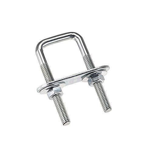 Quadratische U-Bolzen 3/4" (20 mm) Innenbreite Kohlenstoffstahl M6 mit Muttern, Rahmenplatte, runden Unterlegscheiben 4er-Set von HONGBA