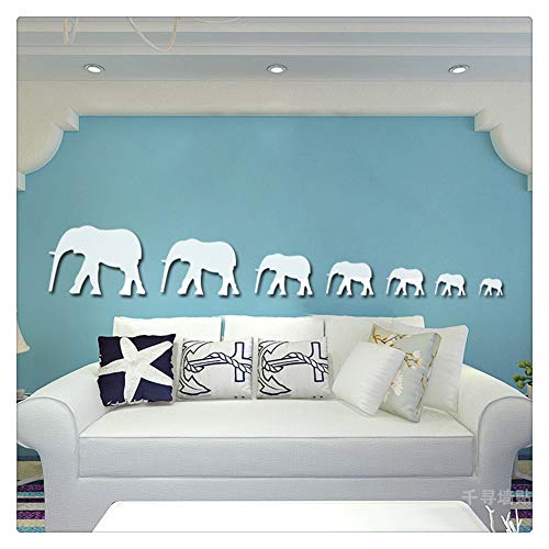 7 Elefanten Herzen Wandtattoo 3D Spiegel Wand Aufkleber Kinderzimmer Babyzimmer Wanddekoration,Silber,1 Set von HONGBI