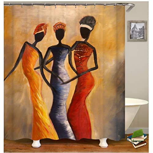 Afrika Sexy Girl Badezimmervorhänge Afrikanische Frauen Polyestergewebe Duschvorhang Badewannentrennwand Badewannendekoration Badewannentrennwand W 150 x H 200 cm Mit Haken von HONGC