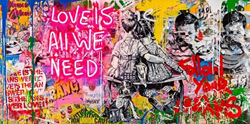 HONGC Banksy Art „Love is All We Need“-Leinwand-Gemälde an der Wand „Follow Your Dream“-Graffiti-Street-Art-Bilder für Heimdekoration, Poster, 80 x 160 cm/31,4 x 62,9 Zoll, ohne Rahmen, 12 von HONGC