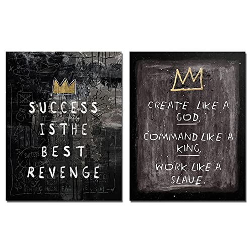 HONGC Gemälde Gedruckt Success is The Best Revenge Motivational Leinwand Malerei Poster Drucke Wandkunst Bilder für Wohnzimmer Wanddekoration 65x85cmx2 Kein Rahmen von HONGC