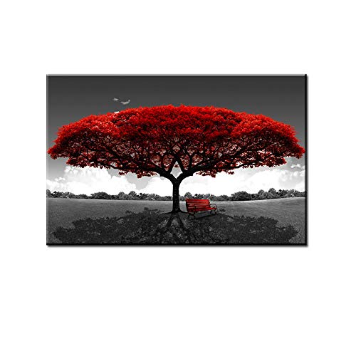 HONGC Leinwand Wandkunst Abstrakte rote Baummalereien Drucken auf Leinwand Kunstdrucke Poster und Drucke Landschaftsbilder Home Wanddekoration 50x100cm / 19,6"x39,4 Kein Rahmen von HONGC