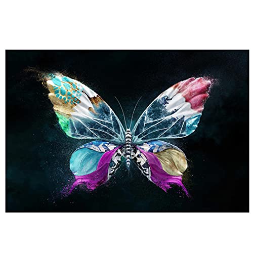 HONGC Poster Bild Bunt Glänzender Schmetterling Wandkunst Leinwand Gemälde Druck Tier Poster Modernes Beliebtes Zuhause Wohnzimmer Dekor 70x100cm/27.5"x39.4" Kein Rahmen von HONGC