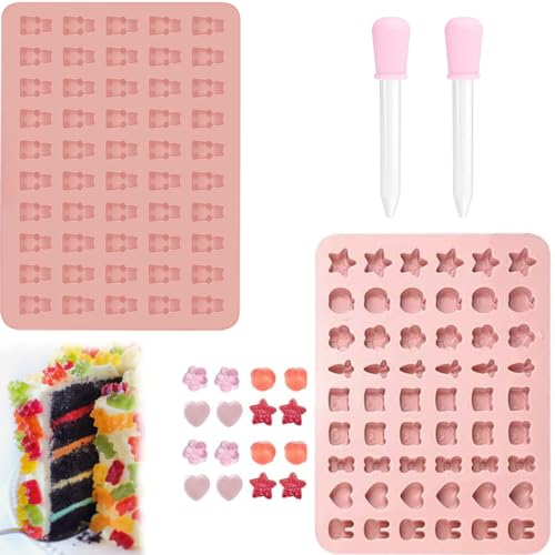 2 Stück Gummibärchen Form, Gummibärchen Selber Machen Set, Süßigkeiten Silikonformen, Gummibärchen Formen, Backform Bär Formen Antihaft, Mini Schokoladenformen, mit 2 Tropfern, für Schokolade Gelee von HONGECB