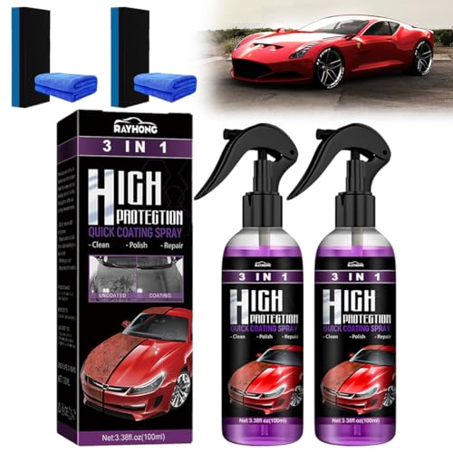 Auto Politur Beschichtung 3 In 1 - High Protection Lackversiegelung Spray - Hoher Schutz Schnelles Nano Kratzer Behandlung, 2 Stück Auto Politur Beschichtung 3 In 1 - High Protection Lackversiegelung Spray - Hoher Schutz Schnelles Nano Kratzer Behandlung, 2 Stück von HONGECB