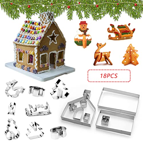 HONGECB 18 Stück 3D Ausstecher Weihnachten, Plätzchen Ausstecher, lebkuchen ausstecher, Weihnachtsausstechformen Set, Ausstechformen, Backform Weihnachten, für Kekse Backen Küche Zubehör von HONGECB